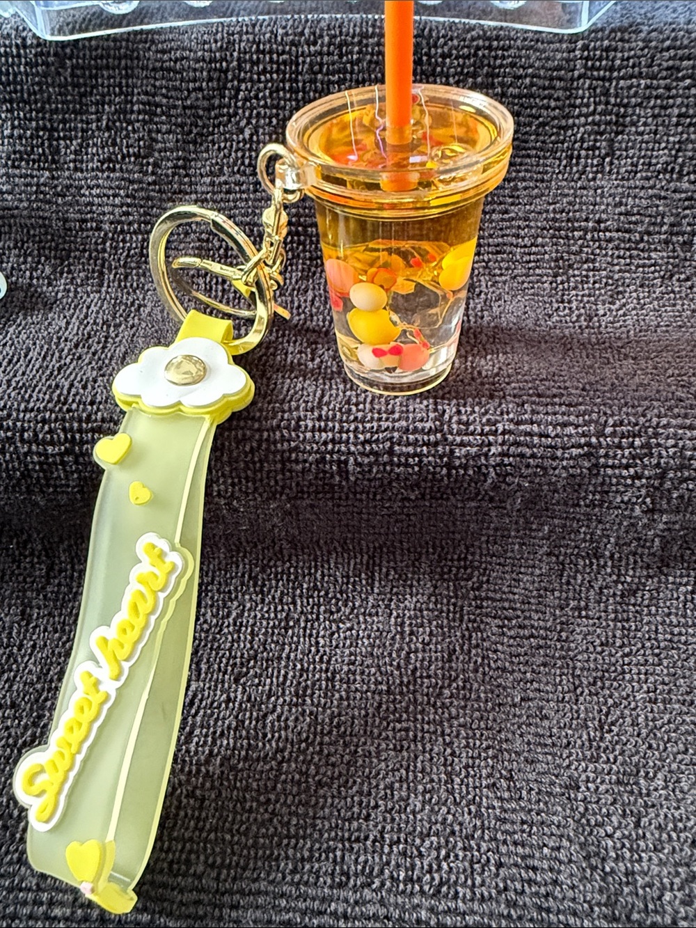 Yellow 'Sweet Hearts' Floral Keychain Card Holder